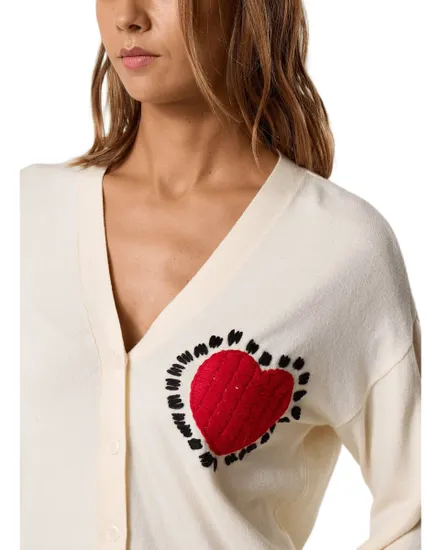 Cardigan Femme VILUCINA V-NECK L/S KNIT CARDIGAN/C33 Écru