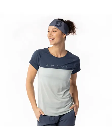 T-shirt manches courtes Femme DEFINED MERINO Bleu Métal/Vert clair