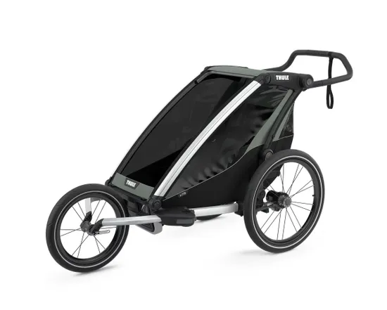 Remorque pour enfant 1 place CHARIOT LITE Aluminium/Vert Agave