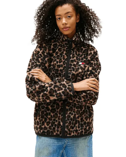 Sweat zippé Femme ZIP THROUGH BADGE TEDDY Léopard