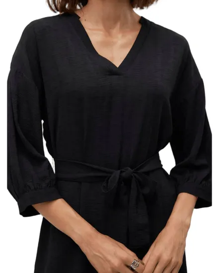 Robe courte Femme VMMYE 3/4 ABK DRESS WVN BTQ GA Noir