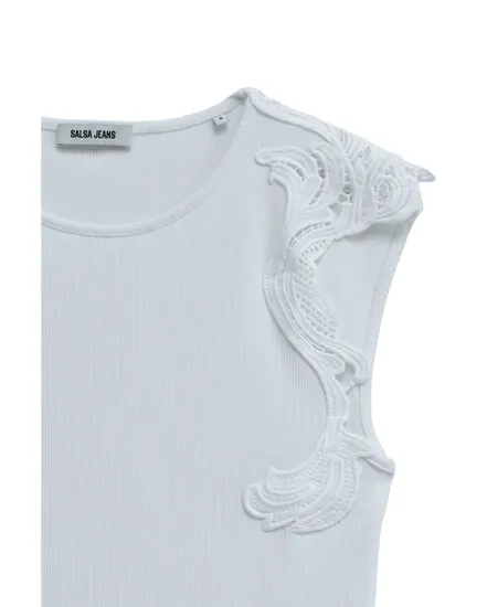 Haut Femme Top Avec Application Dentelle