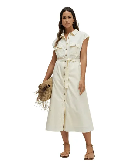 Robe Chemise Femme Sans Manches Boutons Naturels