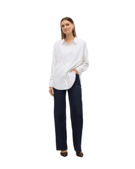 Chemisier Femme VMNORA LS OVERSIZE SHIRT WVN GA NOOS Blanc