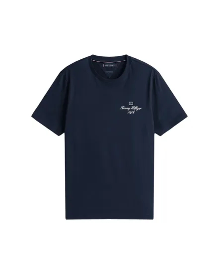 T-shirt col rond Homme OUTLINE FLAG SCRIPT Bleu Marine