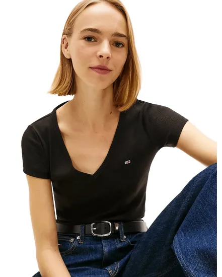 Tee-Shirt Femme Slim Essential Rib V
