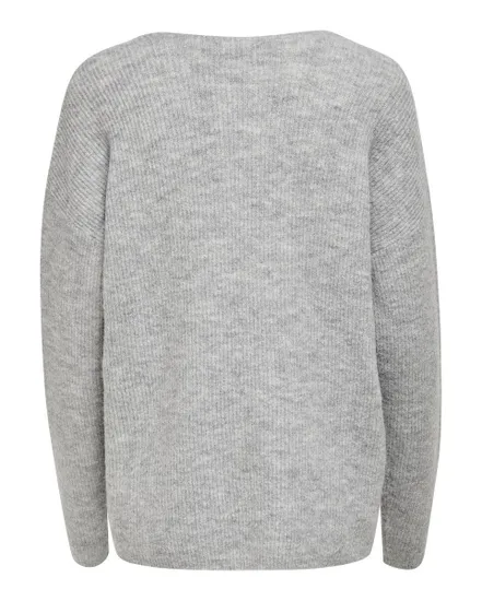 Pull en maille manches longues Femme ONLCAMILLA V-NECK L/S PULLOVER KNT NOOS Gri