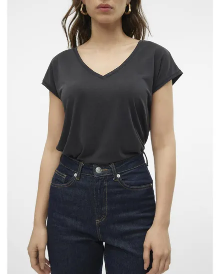 T-shirt Femme VMFILLI SS V-NECK TEE NOOS Noir