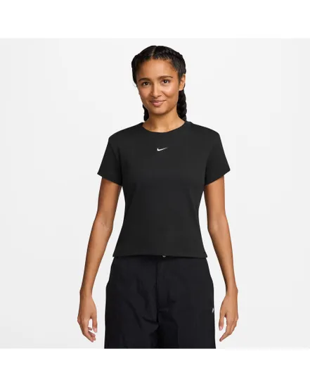 T-shirt Femme W NSW RIB  TGHT SS TEE Noir