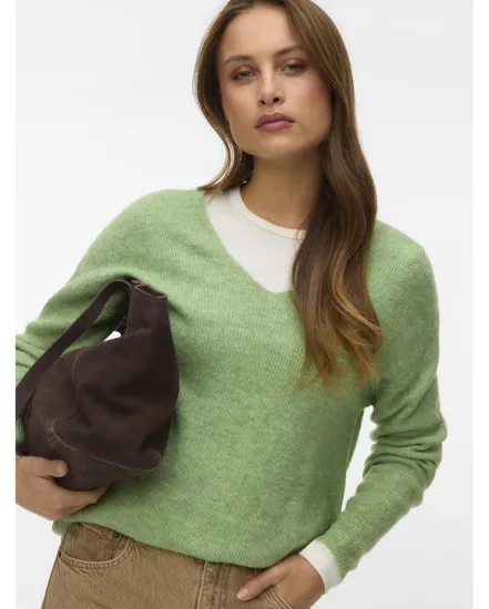 Pull Femme VMCREWLEFILE LS V-NECK BLOUSE NOOS