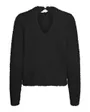 Pull manches longues Femme VMPLUME LS O-NECK KEYHOLE BLOUSE GA BOO Noir