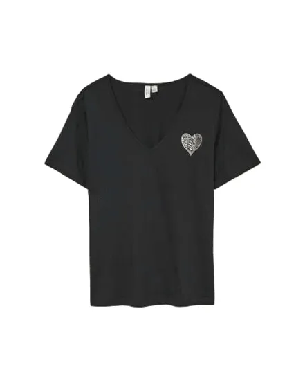 T-shirt col V Femme VMFLORITA S/S V-NECK T-SHIRT JRS BTQ Noir