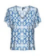 Top col V Femme VMEASY JOY V-NECK SS BLOUSE WVN GA Bleu à motifs