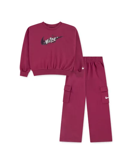 Ensemble de survetement Fille NKG PO CREW CARGO FT PANT SET Rose