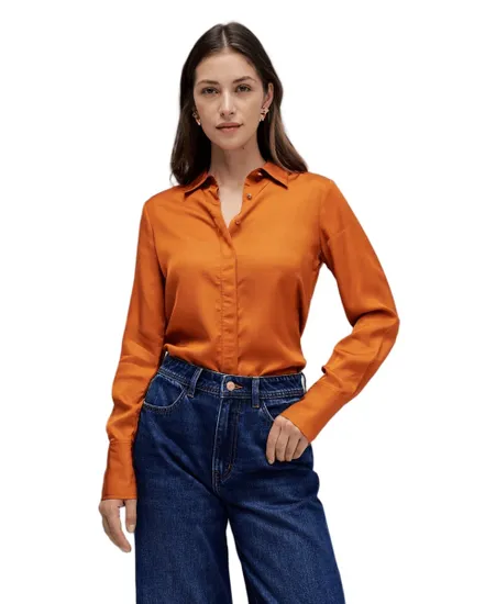 Chemisier Femme BASIC SHIRT W/ GOLD BUTTONS Orange