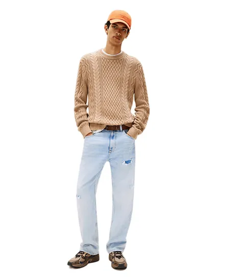 Pull col rond Homme SLM BADGE CABLE KNIT SWEATER Taupe