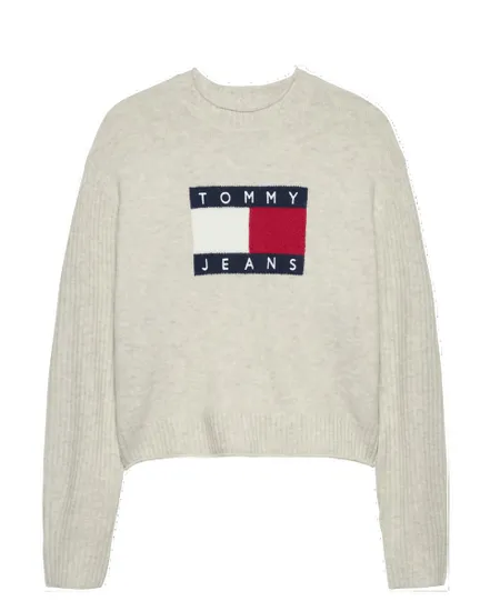 Pull col rond Femme MELANGE FLAG SWEATER RIB EXT Écru