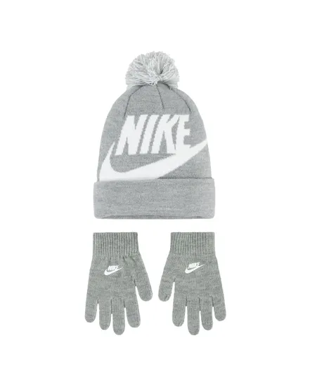 Ensemble bonnet et gants Enfant plus âgé NAN SWOOSH POM BEANIE GLV SET Gris