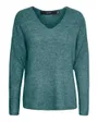 Pull manches longues Femme VMCREWLEFILE LS V-NECK BLOUSE NOOS Vert