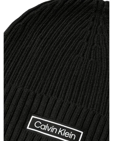 Bonnet Homme PATCH CHUNKY RIB COTTON BEANIE Noir