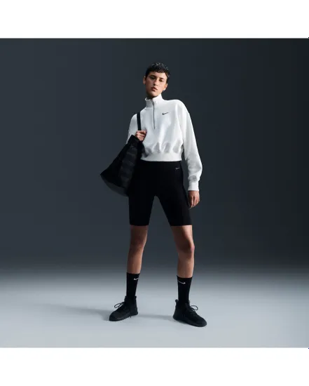 Sweat zip Femme W NSW PHNX FLC QZ CROP Blanc