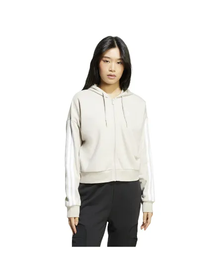 Sweat zip à capuche Femme W 3S FT FZ HD Beige
