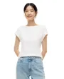 T-shirt Femme Boutons Dorés Manches Cap Boa