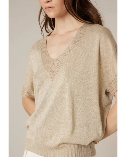 Pull manches courtes Femme MARLYN PU W M+ Beige