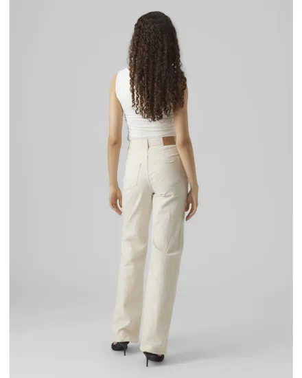 Jean Femme VMTESSA HR WIDE JEANS ECRU GA Beige