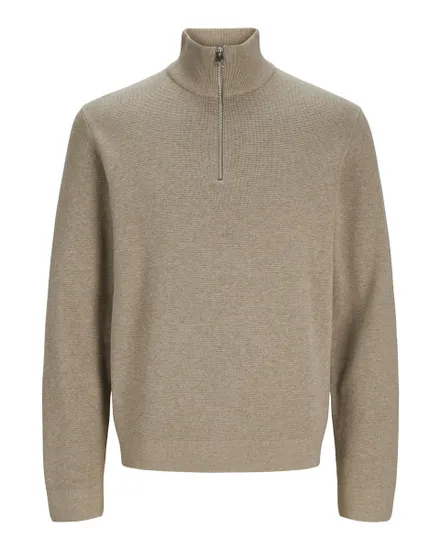 Pull en maille manches longues Homme JPRBLAMILANO STITCH KNIT HALF ZIP SN Gris