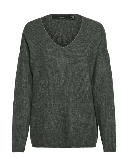 Pull Femme VMCREWLEFILE LS V-NECK BLOUSE NOOS