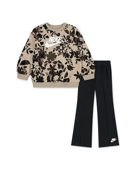 Ensemble de survetement Fille NKG FLORAL CAMO CREW LEGGING S Beige