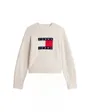 Pull col rond Femme MELANGE FLAG SWEATER RIB EXT Écru