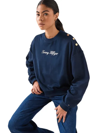 Pull Femme Gold Btn Script Terr