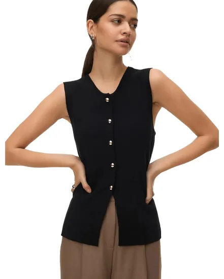 Gilet Femme Vmsaba Sl O Neck Bouton