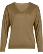 Pull col V Femme VINOVY L/S V-NECK REV KNIT TOP NOOS Marron Clair