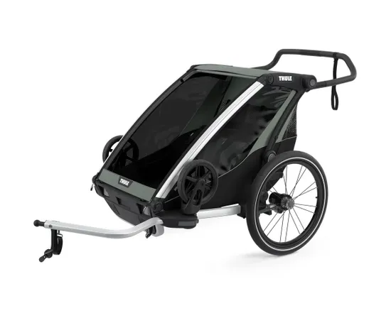 Remorque pour enfant 2 places CHARIOT LITE Aluminium/Vert Agave