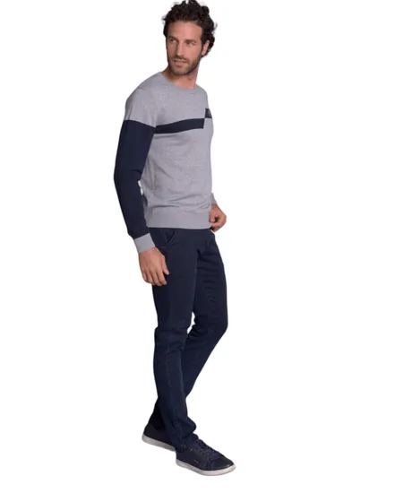 Pull col rond Homme TURINI Gris Clair Chiné