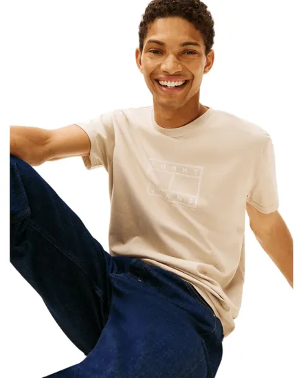 T-shirt col rond Homme REG CENTER FLAG Écru