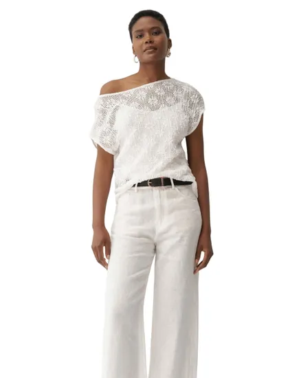 T-Shirt Femme Salsa Dentelle Blanc