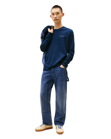 T-shirt manches longues Homme SLIM CHEST LINEA Bleu Marine