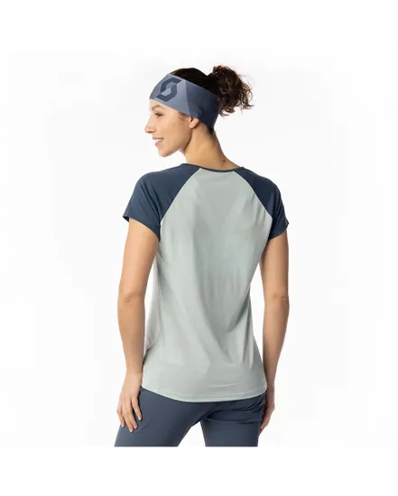 T-shirt manches courtes Femme DEFINED MERINO Bleu Métal/Vert clair