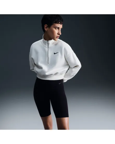 Sweat zip Femme W NSW PHNX FLC QZ CROP Blanc