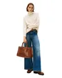 Pull col roulé Femme SOFT WOOL CABLE ROLL Écru Chiné