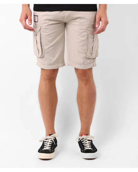 Short Homme BERMUDA RAYE CEINTURE INTEGREE Beige