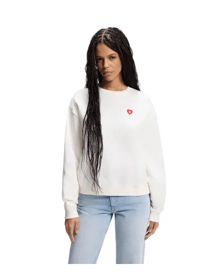 Sweat col rond Femme DEROXINA 7 Blanc Clair