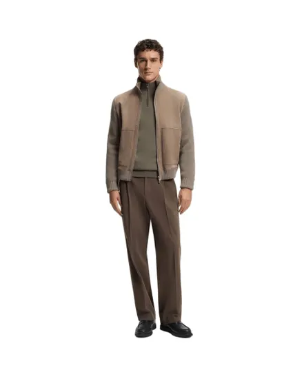 Pull col zippé Homme H-HEMARLO Brun Clair