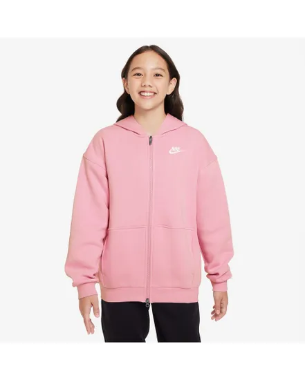 Sweat zip à capuche Fille G NSW CLUB FLC OVRSZD FZ LBR Rose