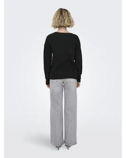 Pull Femme ONLCAMILLA V-NECK L/S PULLOVER KNT NOOS Noir