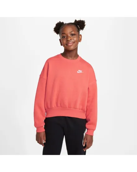 Sweat Fille G NSW CLUB FLC BXY CRW LBR Rose